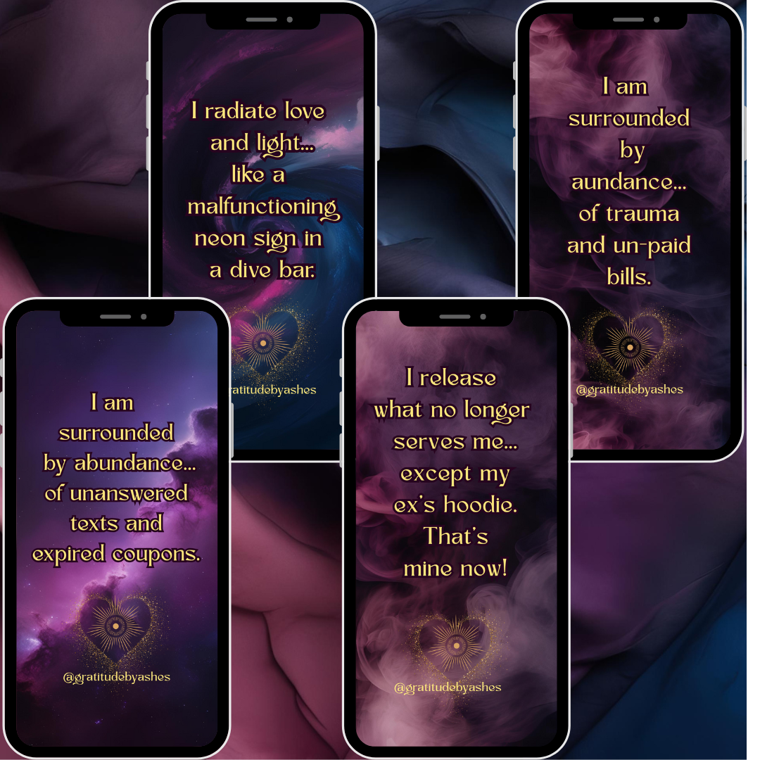 Sarcastic Affirmation Bundle – 25 Wallpapers + 25 Postcards (Digital Download)