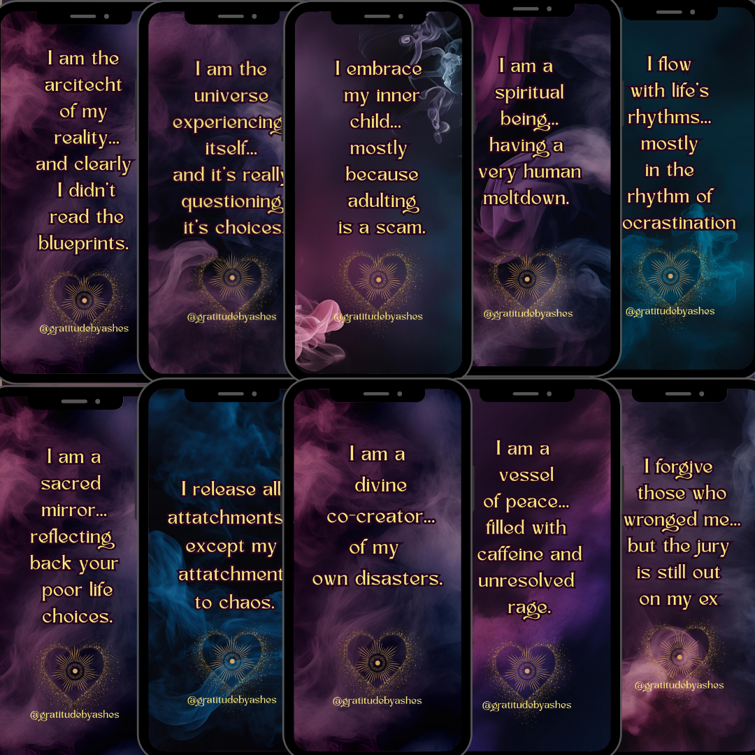 Sarcastic Affirmation Bundle – 25 Wallpapers + 25 Postcards (Digital Download)