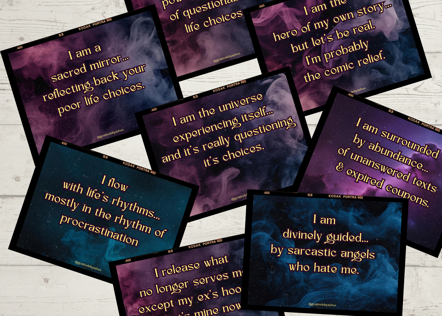 Sarcastic Affirmation Bundle – 25 Wallpapers + 25 Postcards (Digital Download)