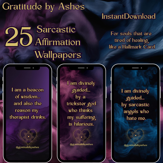 Sarcastic Affirmation Bundle – 25 Wallpapers + 25 Postcards (Digital Download)